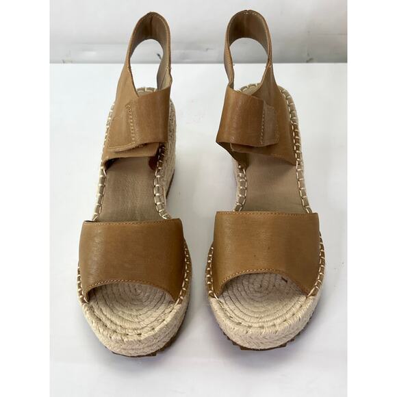 Eileen Fisher Leather Wedge Espadrille Sandals Strap Closure Size 8.5 - Picture 2 of 7